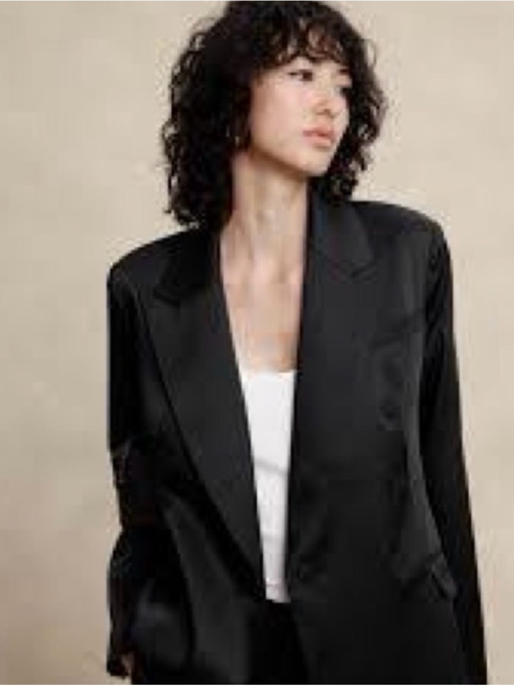 Banana Republic Factory Black Satin Blazer - Double Breasted